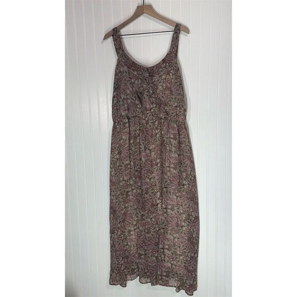Denim 24/7 Boho Sleeveless Maxi Dress 24W Peacock Feather Print Lined India - Picture 1 of 6